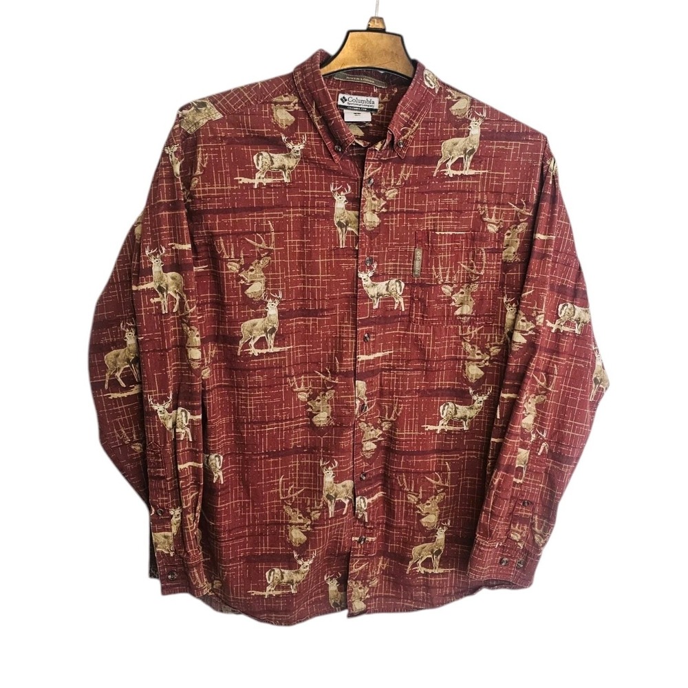 Columbia River Lodge Deer Hunting‎ Buck Large Long Sleeve Button Up Shirt